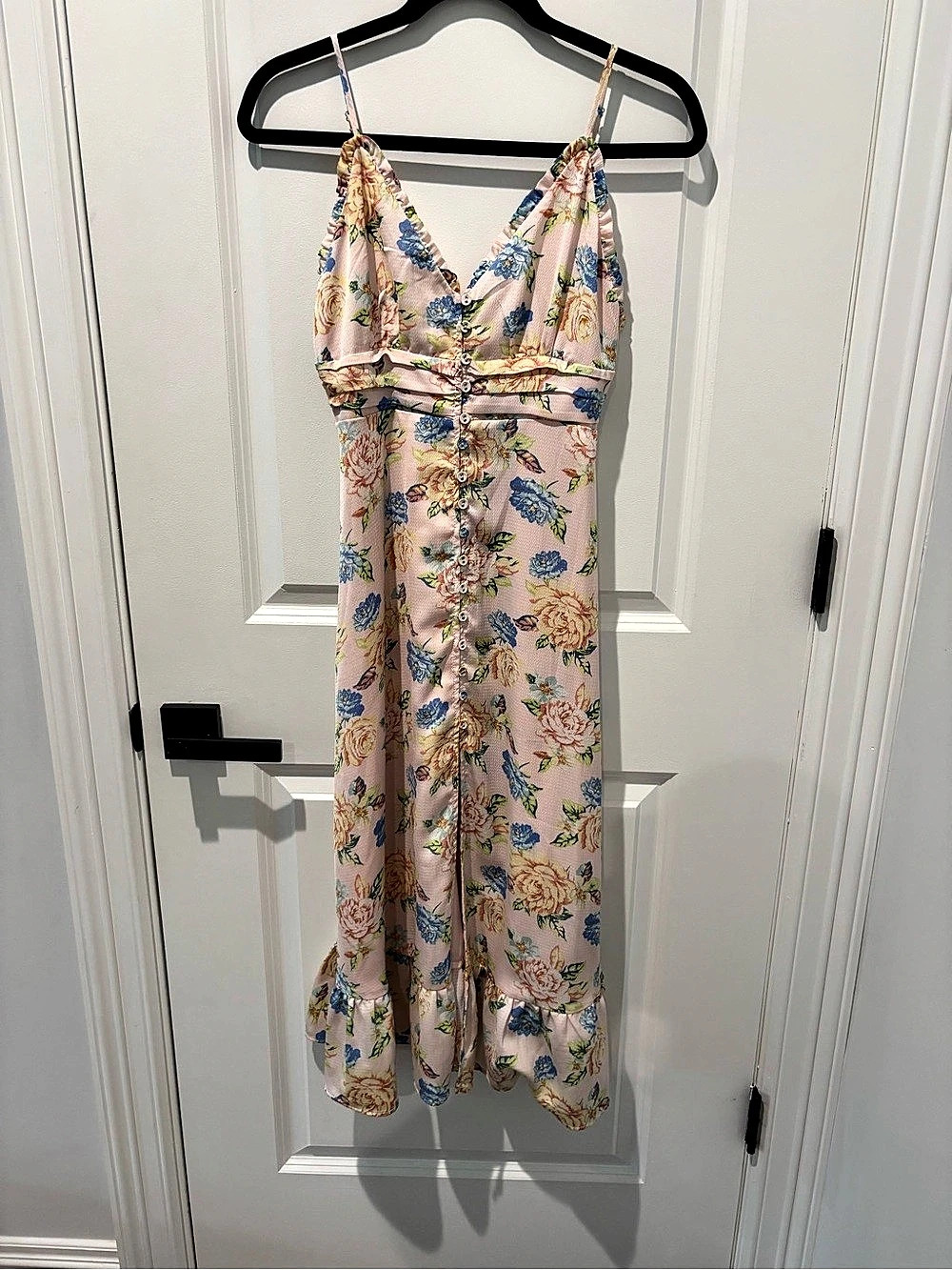Floral Midi Slip Dress in Pink & Blue Like New